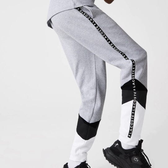 Lacoste Signature Striped Colorblock Fleece Jogging Pants (Grey/Black) XH7066 - Image 4
