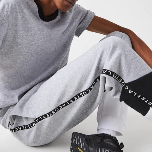 Lacoste Signature Striped Colorblock Fleece Jogging Pants (Grey/Black) XH7066 - Image 5