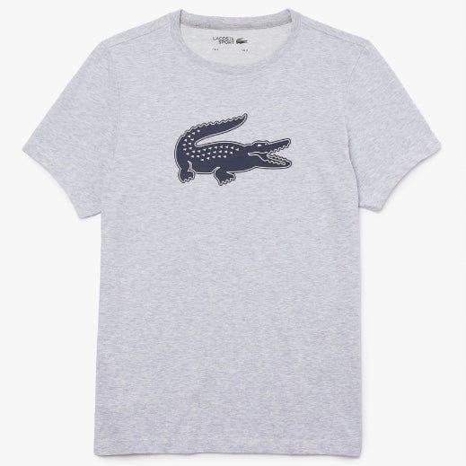 Lacoste Sport 3D Print Crocodile Breathable Jersey T Shirt (Grey/Navy) TH2042 - Image 6