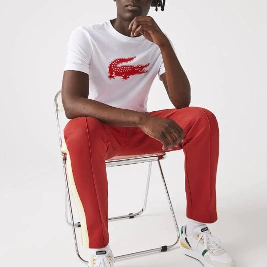 Lacoste Sport 3D Print Crocodile Breathable Jersey T Shirt (White/Red) TH2042 - Image 3