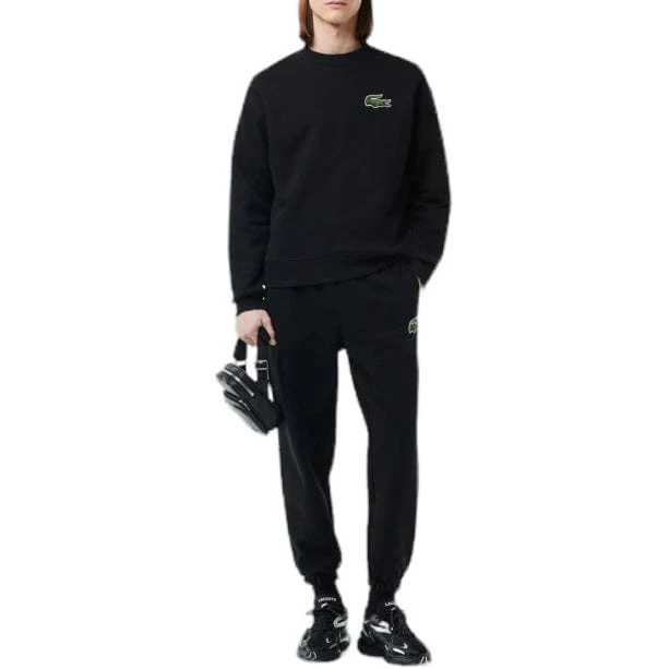 Lacoste Unisex Loose Fit Crocodile Badge Sweatshirt (Black) SH6405-51 - Image 4