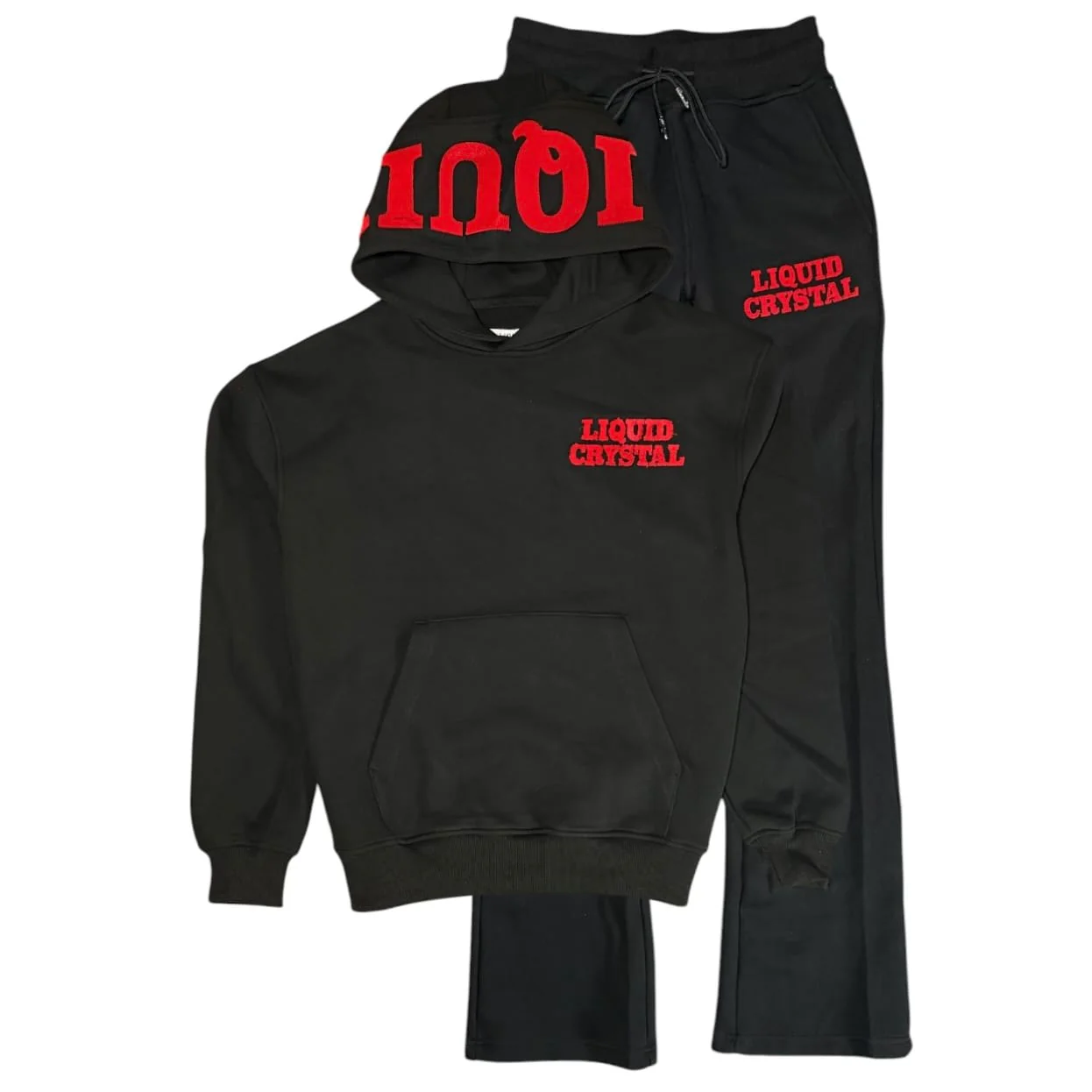 Liquid Crystals Chenille Hoodie & Pants Set (Crimson)