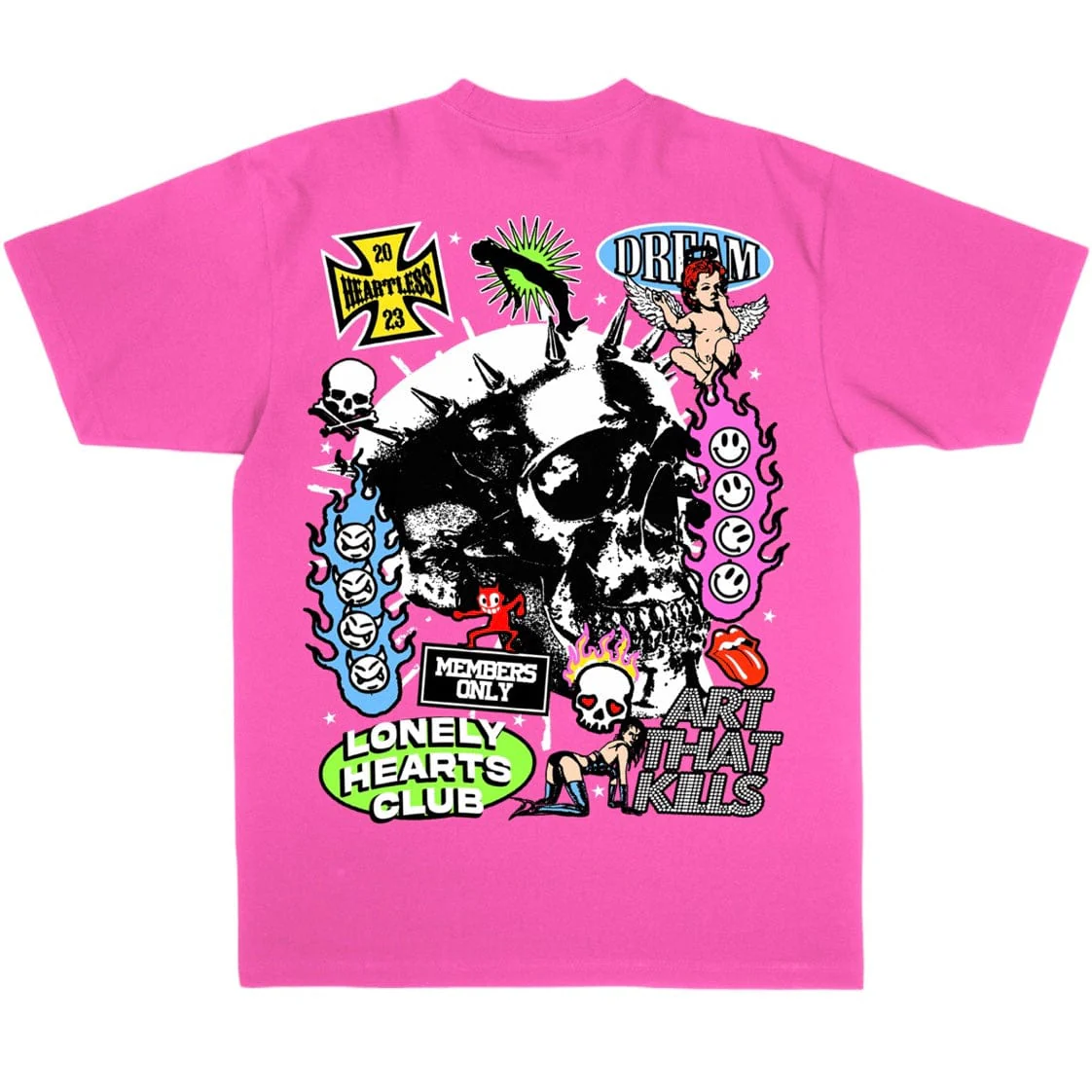 Lonely Hearts Club Heartless T Shirt (Garment Dye Neon Pink) SST0104 - Image 2