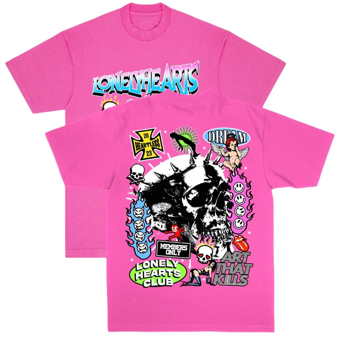 Lonely Hearts Club Heartless T Shirt (Garment Dye Neon Pink) SST0104 - Image 3