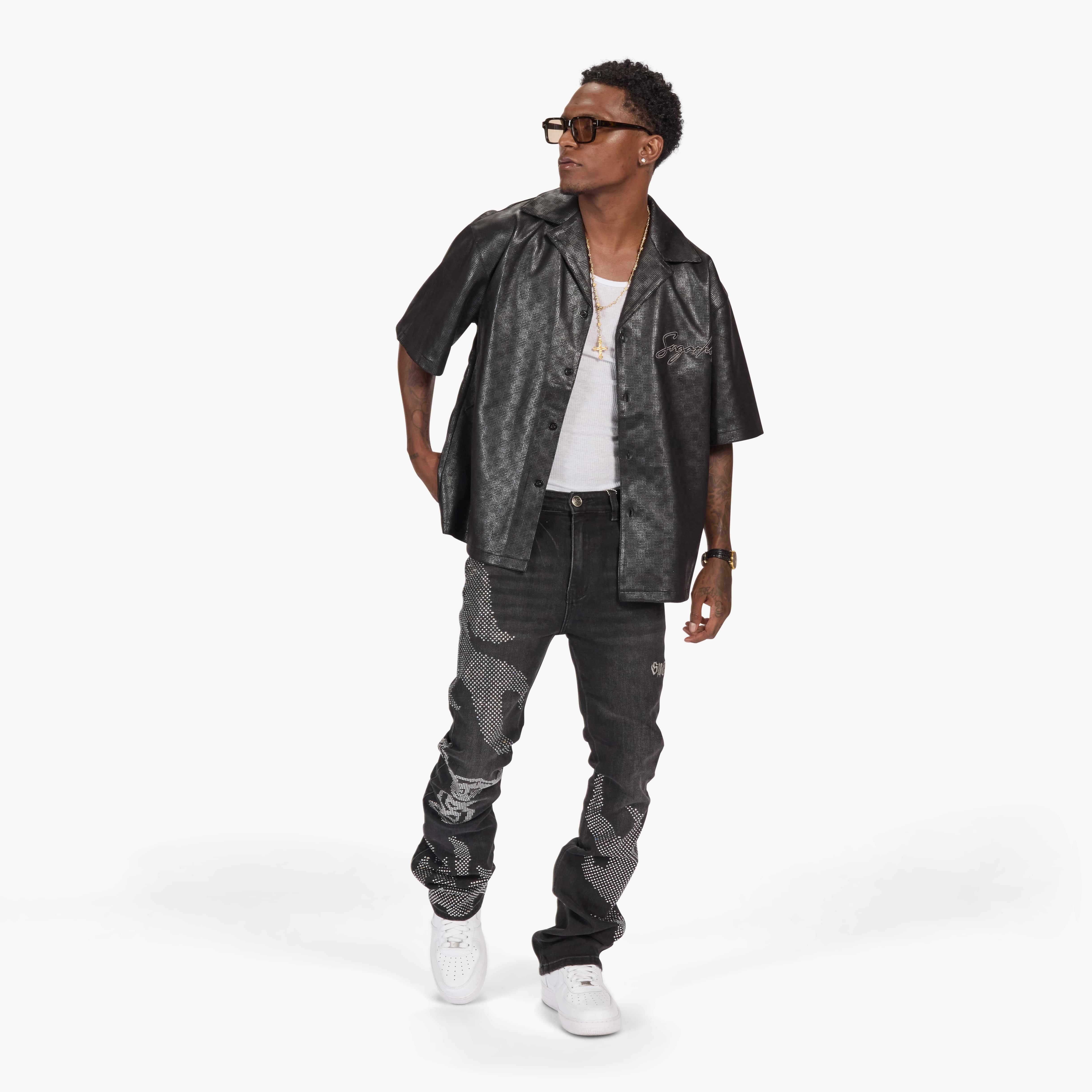 "Madison" Lounge Shirt (black sparkle) - Image 3
