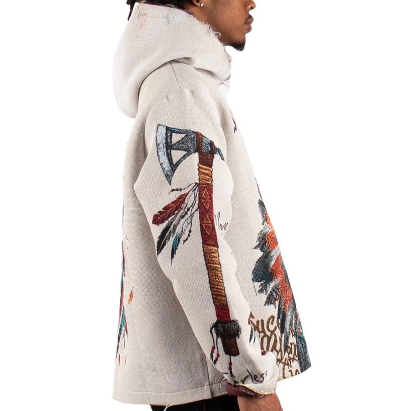 Majestik Apache Tapestry Jacquard Long Sleeve Hoodie (Cream) TH2411 - Image 4