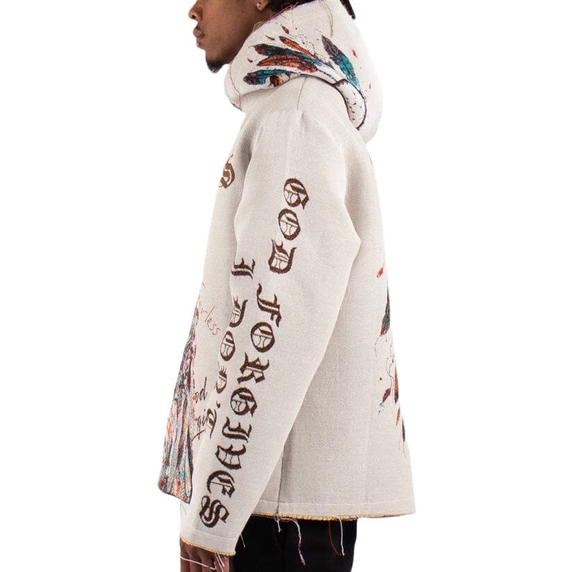 Majestik Apache Tapestry Jacquard Long Sleeve Hoodie (Cream) TH2411 - Image 5