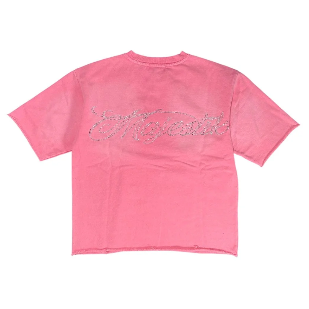 Majestik Broken Heart Garment Dyed Print F.Terry Tee (Pink) FT2637 - Image 2