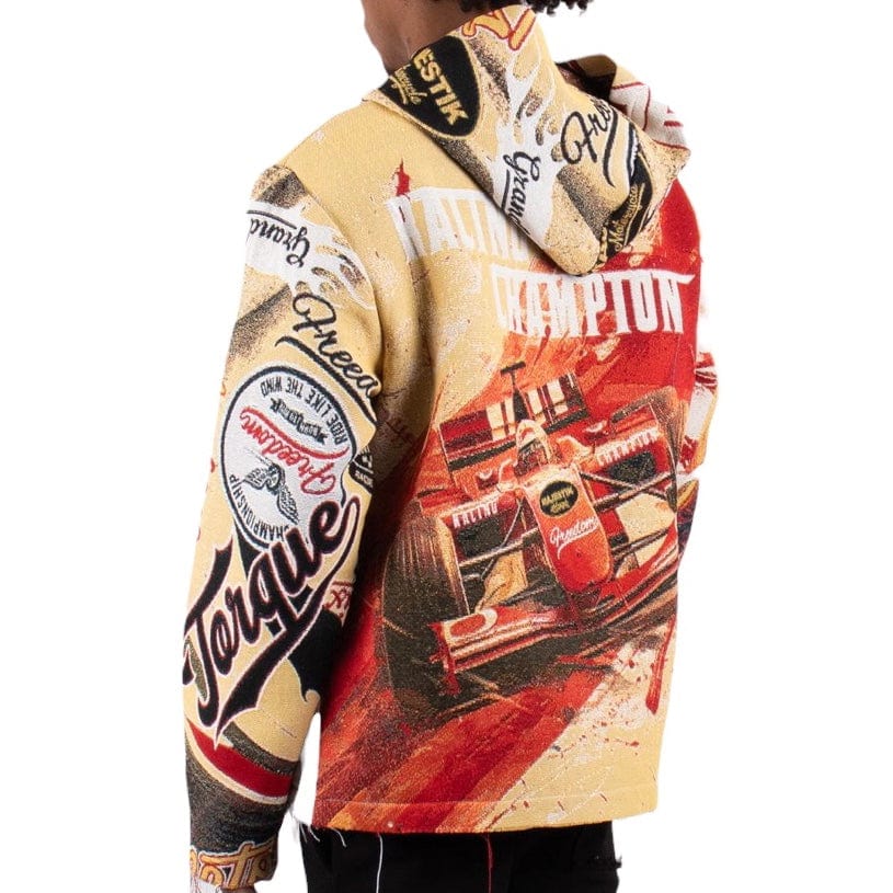 Majestik F1 Racer Tapestry Jacquard Long Sleeve Hoodie (Beige) TH2424 - Image 6