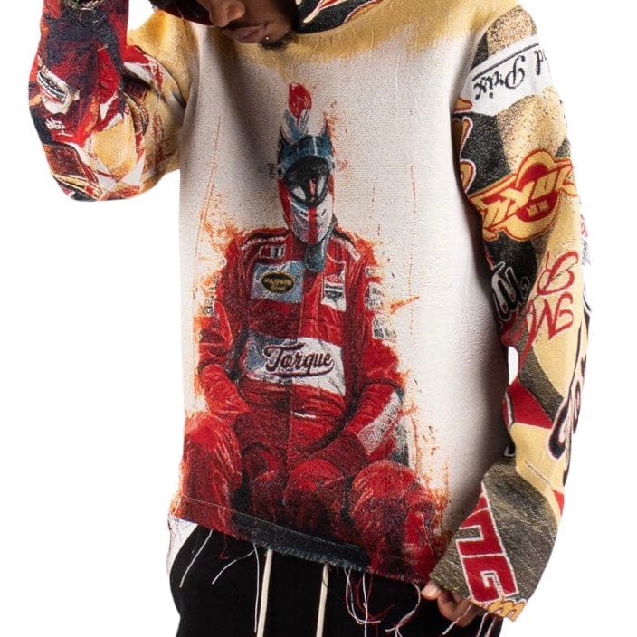 Majestik F1 Racer Tapestry Jacquard Long Sleeve Hoodie (Beige) TH2424 - Image 8