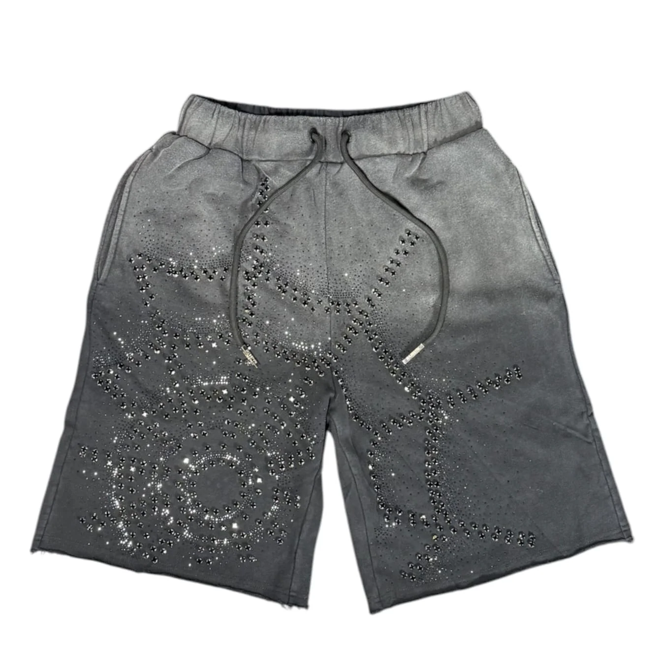 Majestik French Terry Rhinestone Stud Short Set (Black) - Image 4