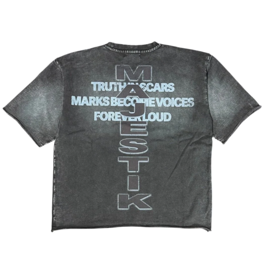 Majestik Jesus Is King Garment Dyed Print F.Terry Tee (Black) FT2601 - Image 2