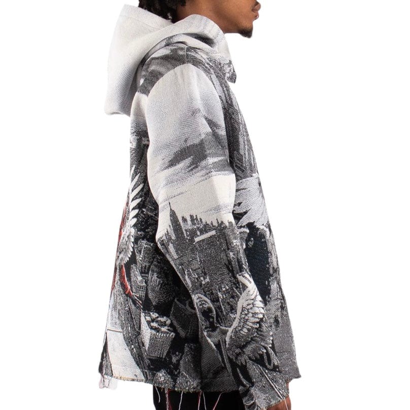 Majestik Street Angel Tapestry Jacquard Long Sleeve Hoodie (Grey) TH2414 - Image 4