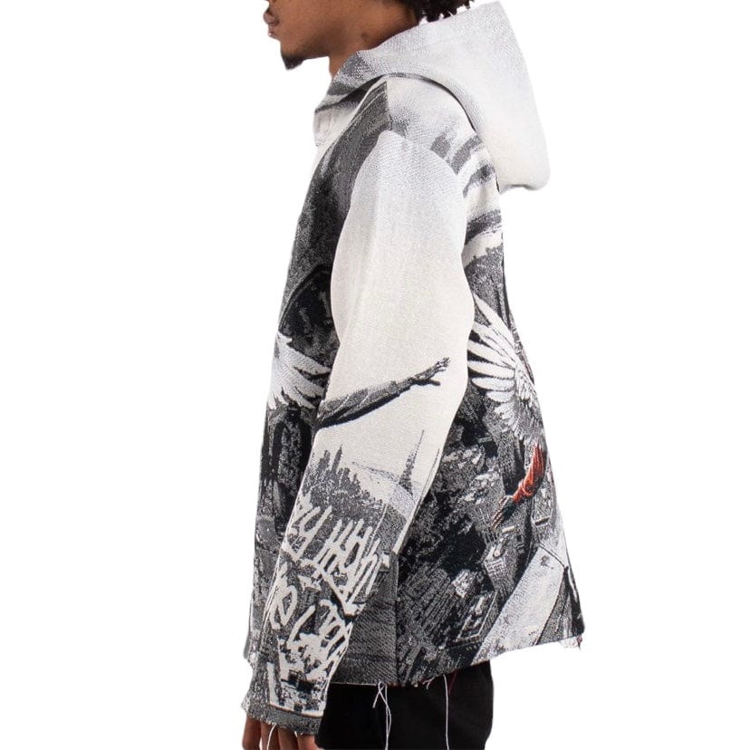 Majestik Street Angel Tapestry Jacquard Long Sleeve Hoodie (Grey) TH2414 - Image 5