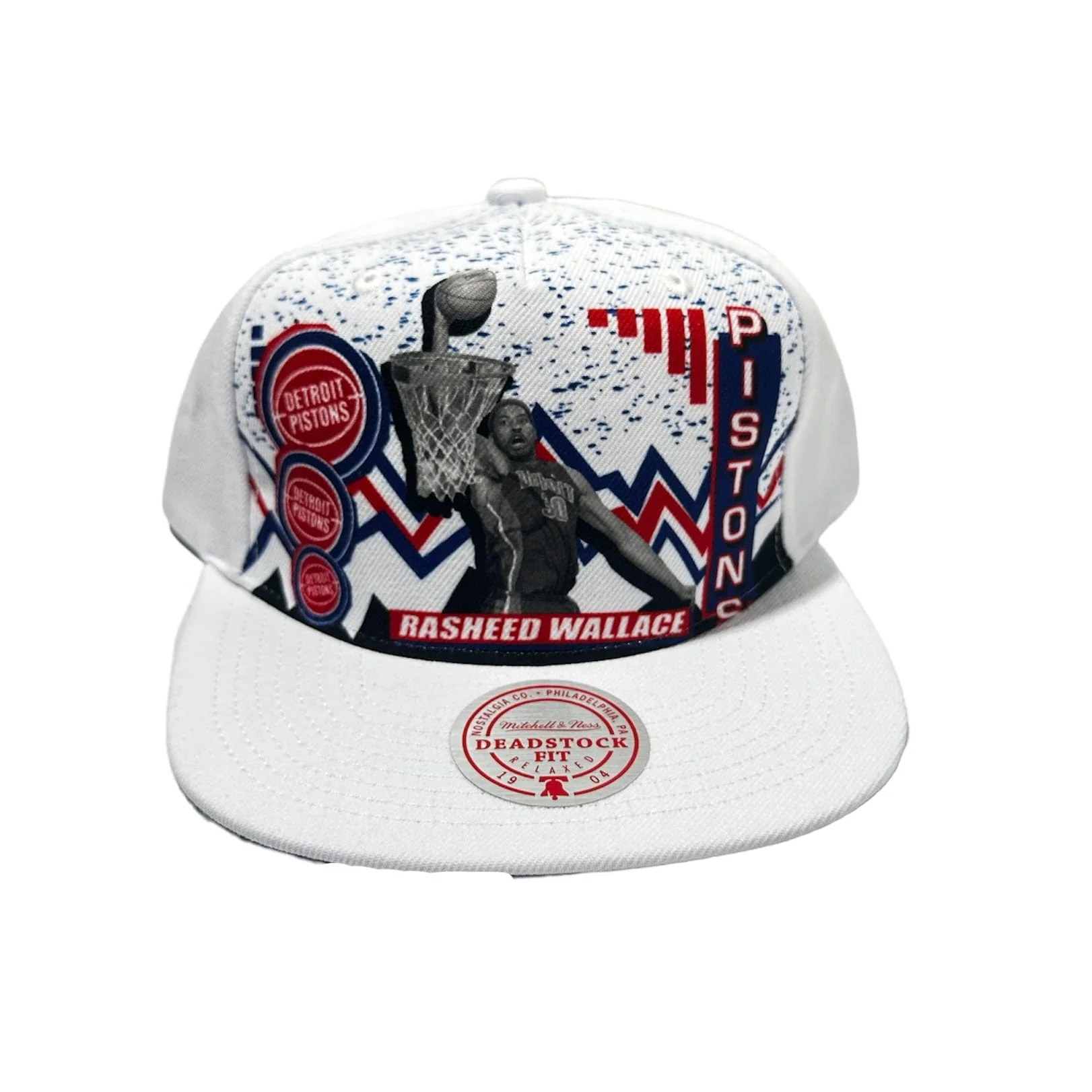 Mitchell & Ness 90's Play A Deadstock Pistons Rasheed Wallace Snapback (White) - Image 3