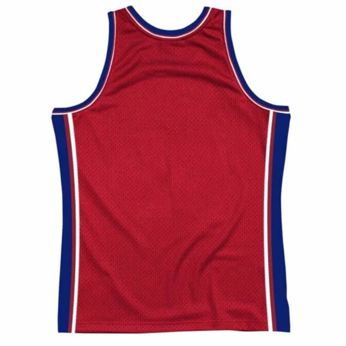 Mitchell & Ness Big Face 2.0 Detroit Pistons Jersey (Red/Royal) - Image 3