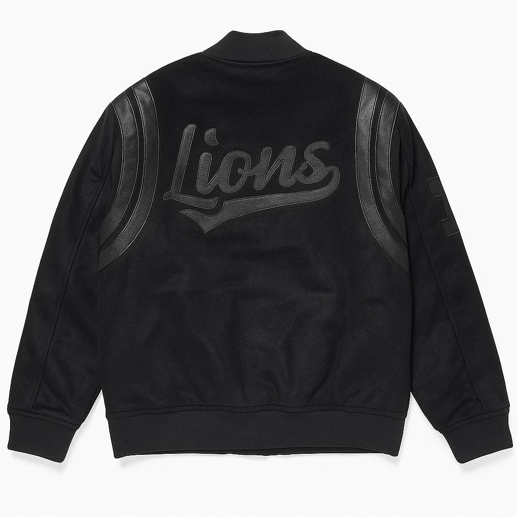 Mitchell & Ness Detroit Lions Walk The Tunnel Vintage Varsity Jacket (Black) - Image 2