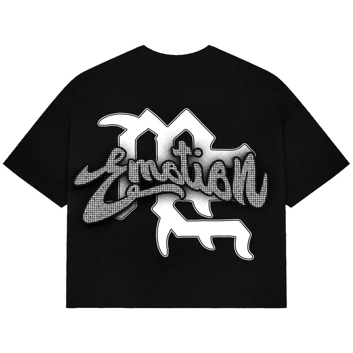Mixed Emotion Cupid Rhinestone Cropped Tee (Black) - Image 2