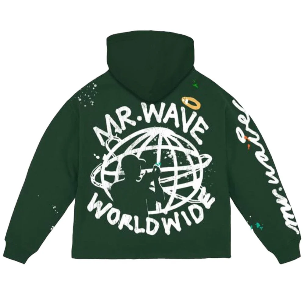 Mr.Wave Wave World Crop Hoodie (Green) - Image 2