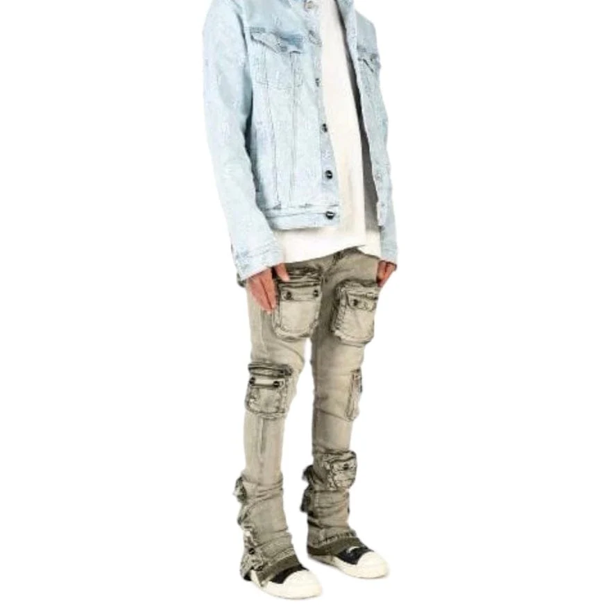 Pheelings "Journey To Greatness" Cargo Flare Stack Denim (Olive/Sand) - Image 2