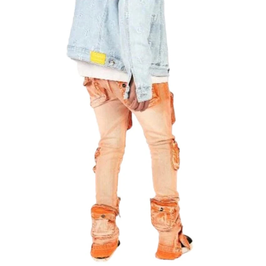 Pheelings "Journey To Greatness" Cargo Flare Stack Denim (Orange/Sand) - Image 2
