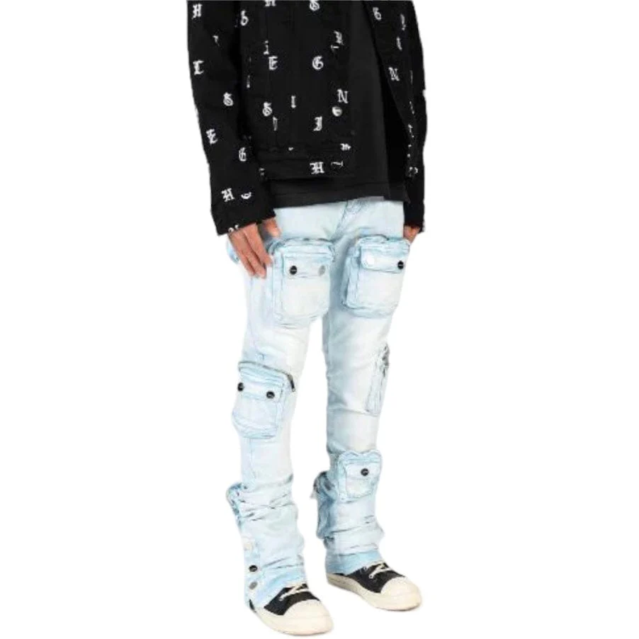 Pheelings "Journey To Greatness" Cargo Flare Stack Denim (Sky Blue/Sand) - Image 2