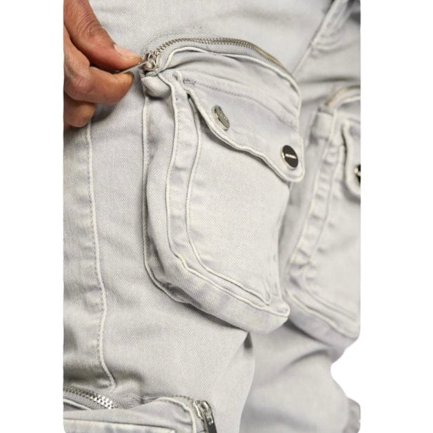 Pheelings "Journey To Greatness" Cargo Flare Stacked Denim (Cold Grey) - Image 8