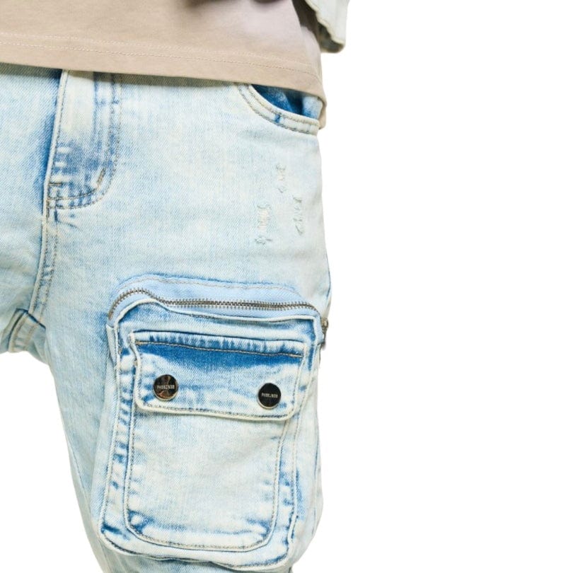 Pheelings "Journey To Greatness" Cargo Flare Stacked Denim (Light Blue) - Image 10