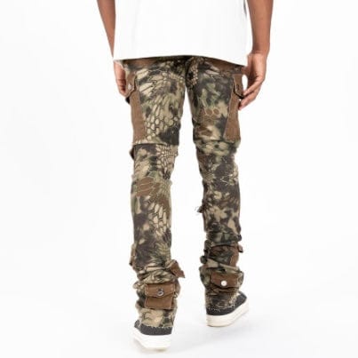 Pheelings "My Pleasure" Cargo Flare Stack Denim (Camo/Brown) - Image 6