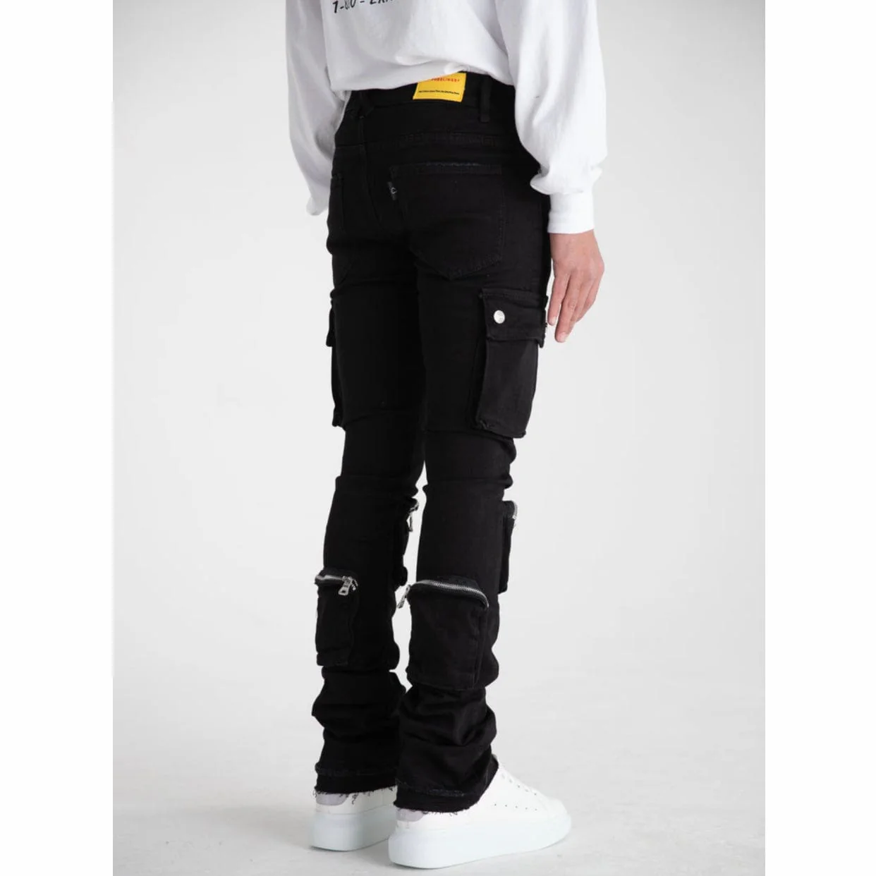 Pheelings Never Look Back Cargo Flare Stack Denim (Black) - Image 3
