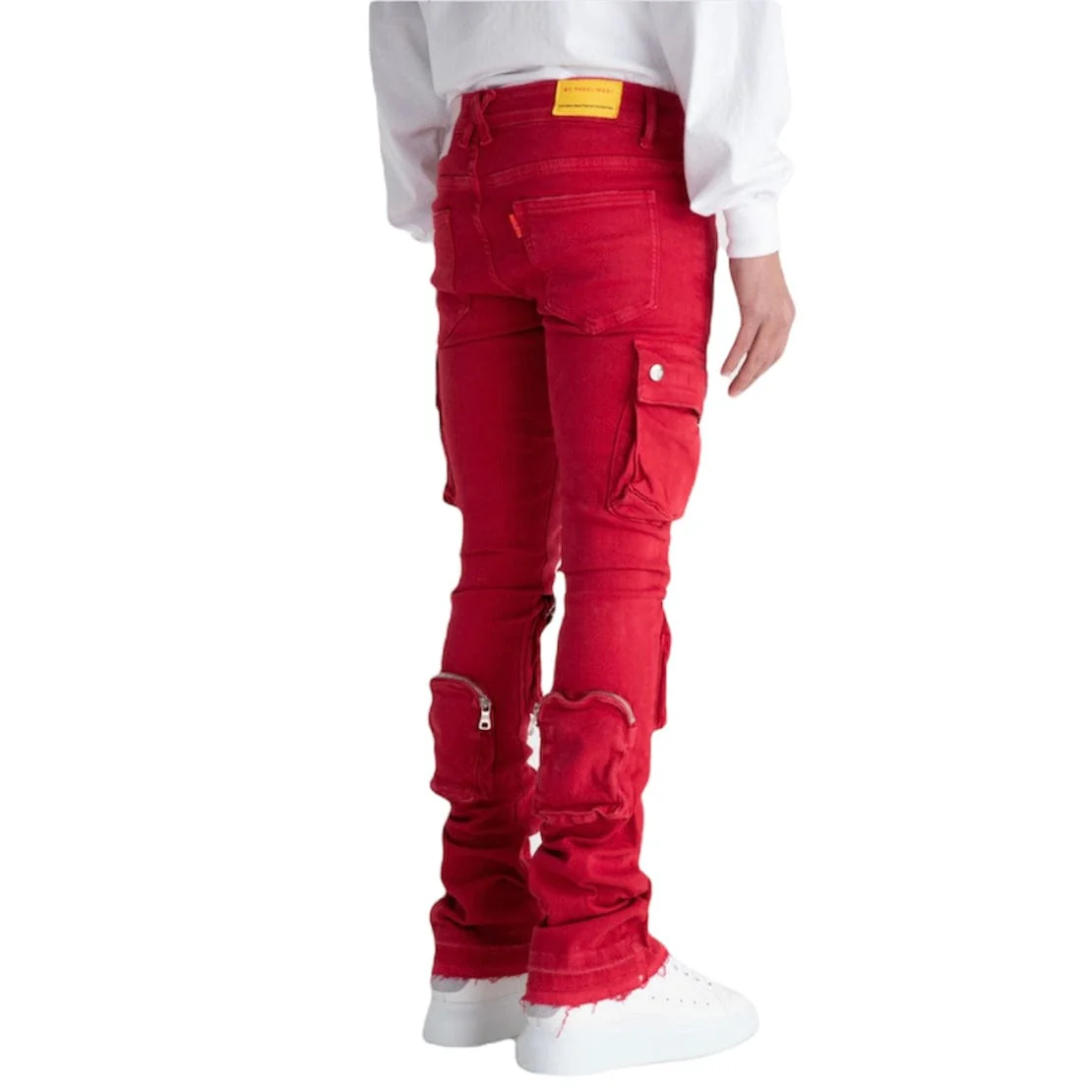 Pheelings Never Look Back Cargo Flare Stack Denim (Red) PH-SS22 - Image 3