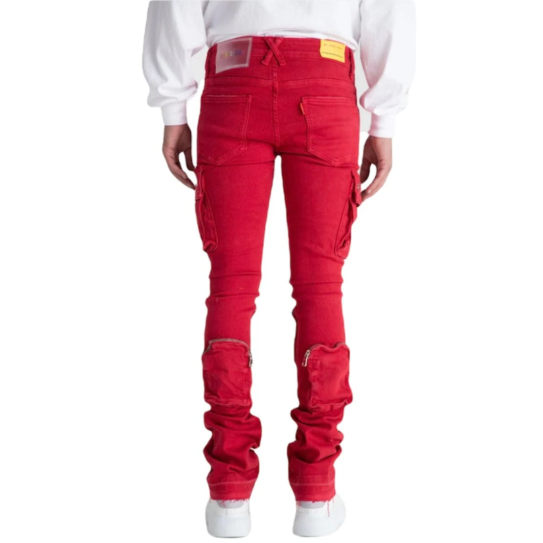 Pheelings Never Look Back Cargo Flare Stack Denim (Red) PH-SS22 - Image 4