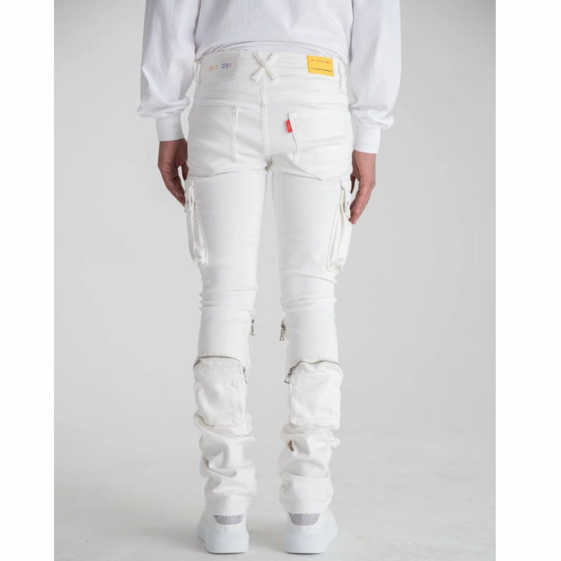 Pheelings Never Look Back Cargo Flare Stack Denim (White) - Image 4
