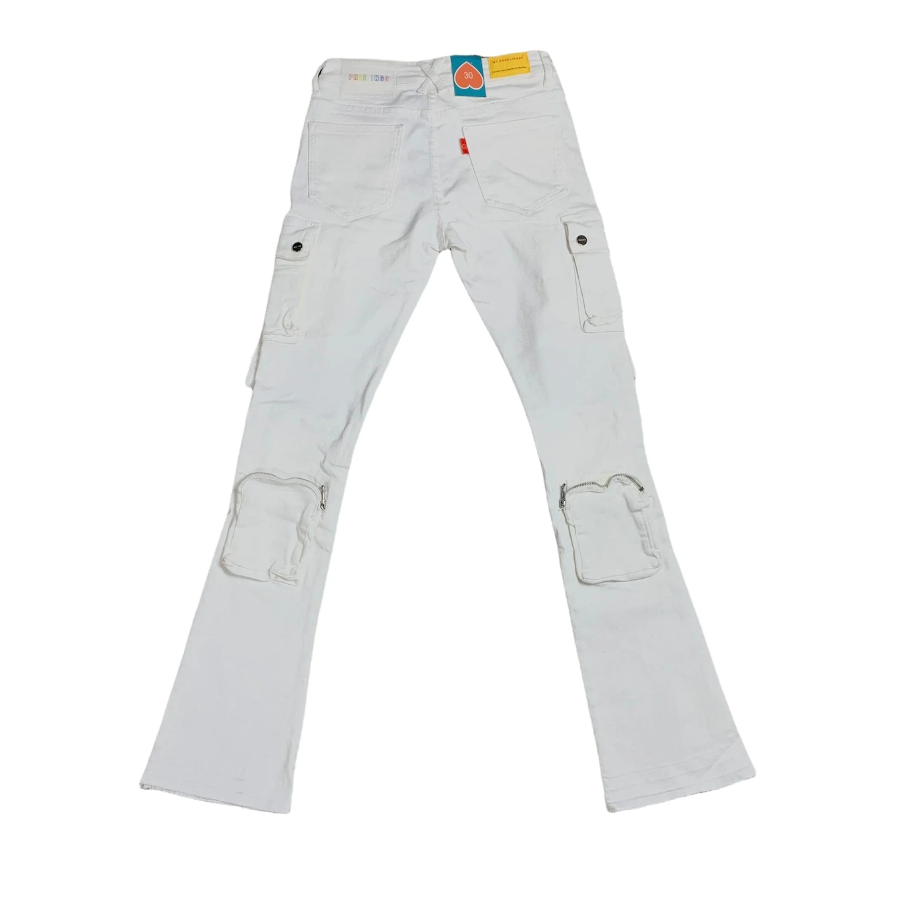 Pheelings Never Look Back Cargo Flare Stack Denim (White) - Image 6