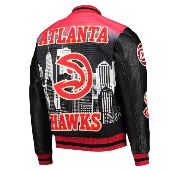 Pro Standard Atlanta Hawks Intervarsity Jacket (Black/Red) BAH653010-BLK - Image 2