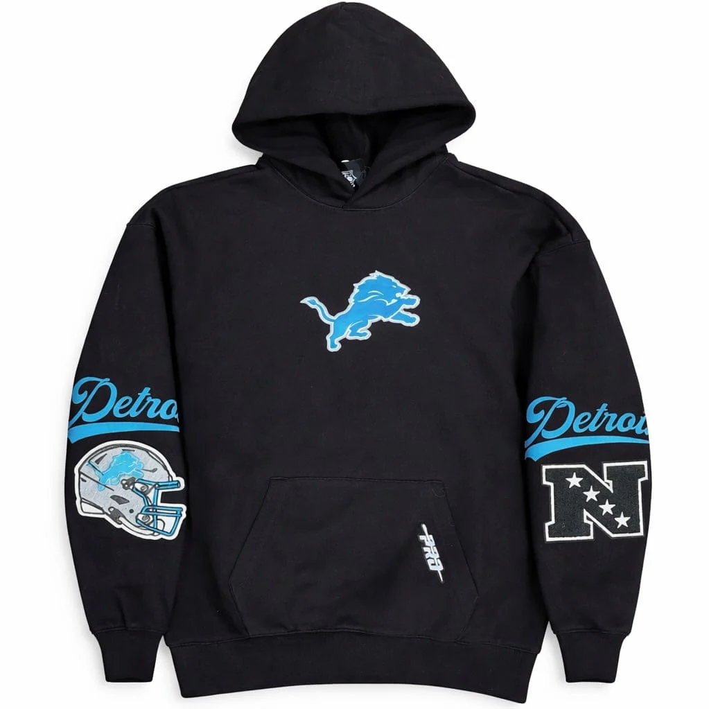 Pro Standard Detroit Lions Living Large Fleece Pullover Hoodie (Black) - Image 2