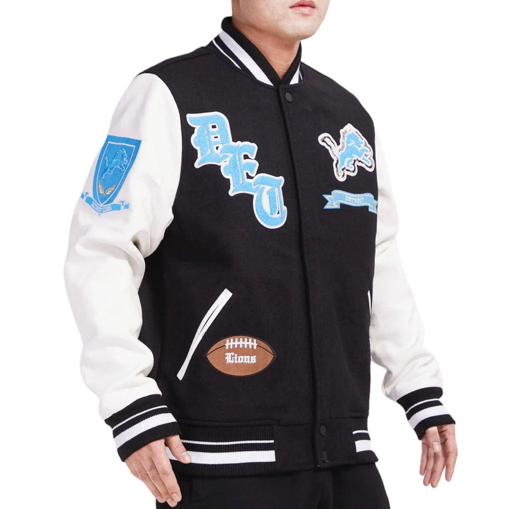Pro Standard Detroit Lions Pro Wool Varsity Jacket (Black) FDL649669-BLK - Image 2