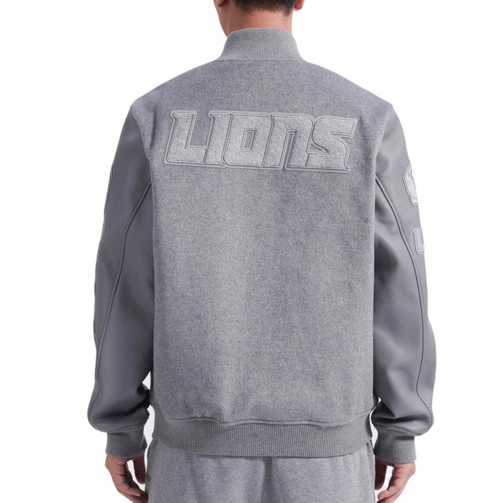 Pro Standard Detroit Lions Triple Tonal Varsity Jacket (Heather Grey) - Image 4