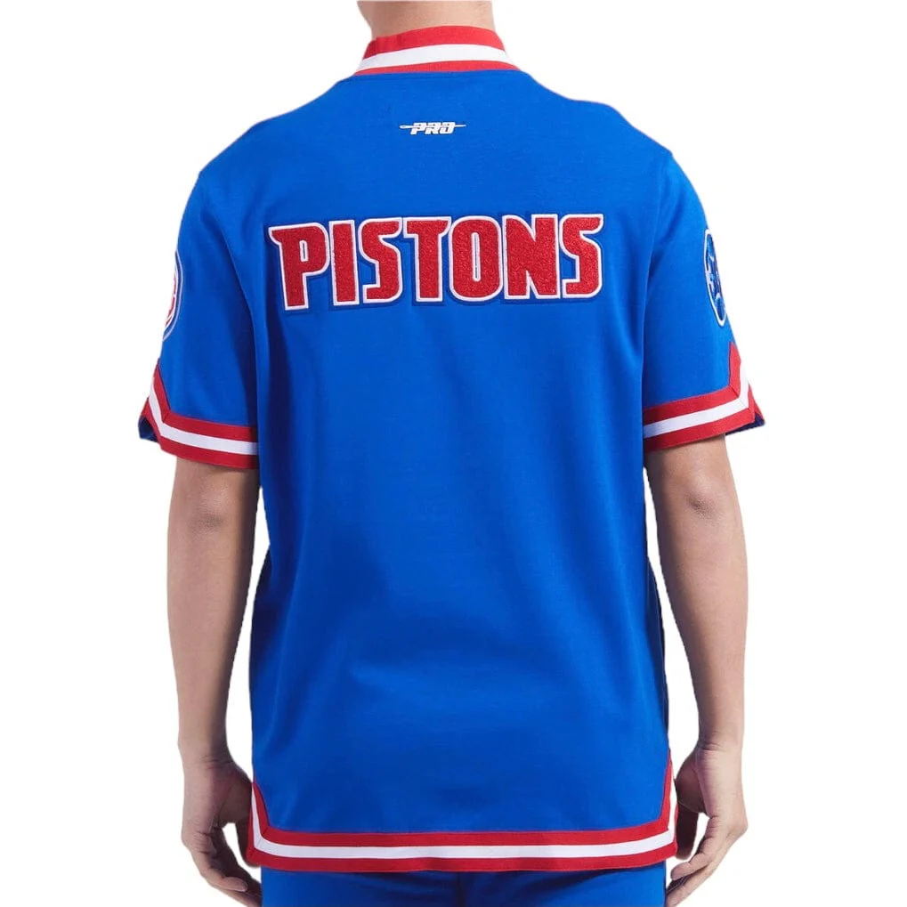 Pro Standard Detroit Pistons Classic Warm Up SS Jacket (Royal Blue/Red) - Image 4
