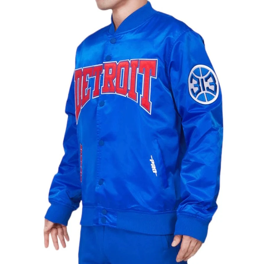 Pro Standard Detroit Pistons Crest Emblem Satin Jacket (Royal Blue) - Image 2