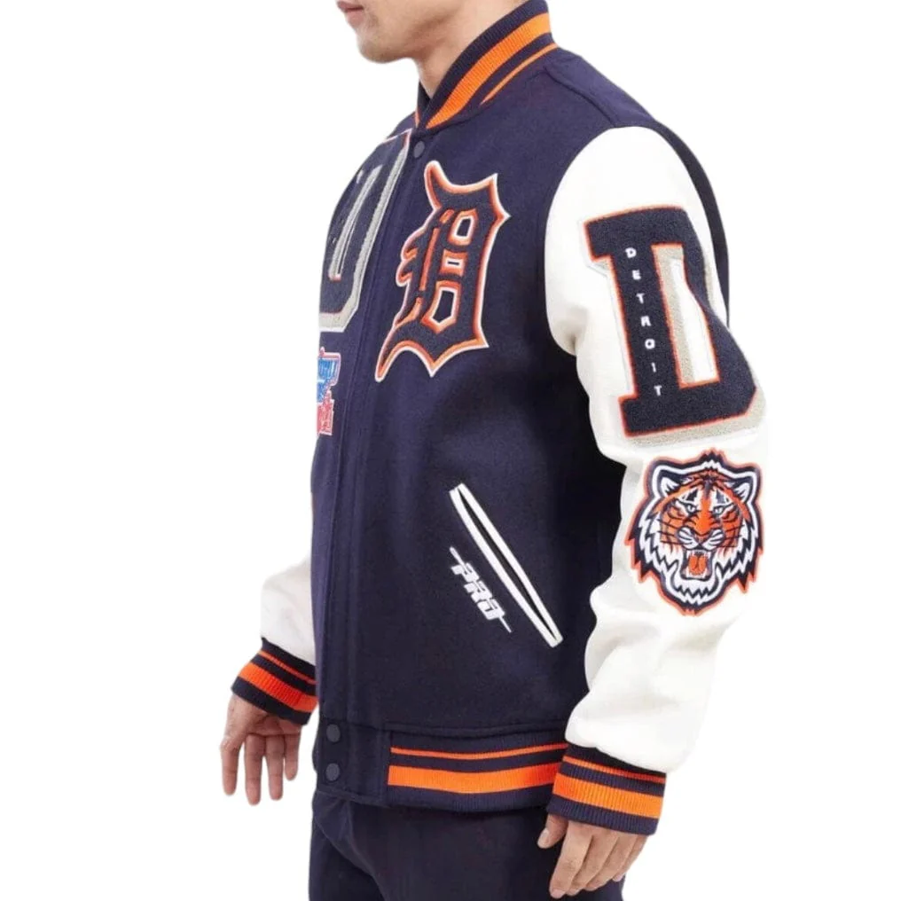 Pro Standard Detroit Tigers Mash Up Logo Varsity Jacket (Midnight Navy/White) - Image 3