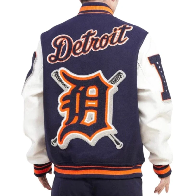 Pro Standard Detroit Tigers Mash Up Logo Varsity Jacket (Midnight Navy/White) - Image 4