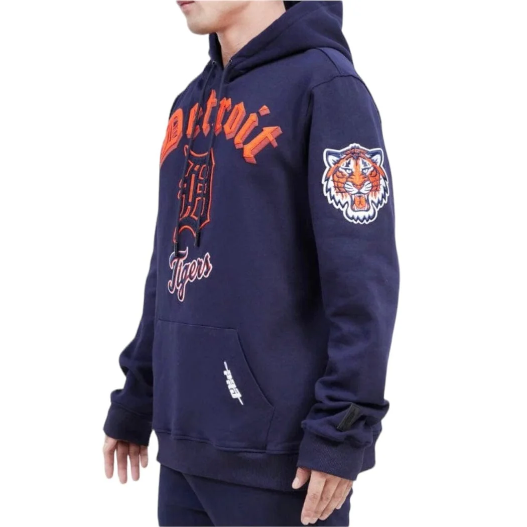 Pro Standard Detroit Tigers Old English Fleece Pullover Hoodie (Midnight Navy) - Image 3