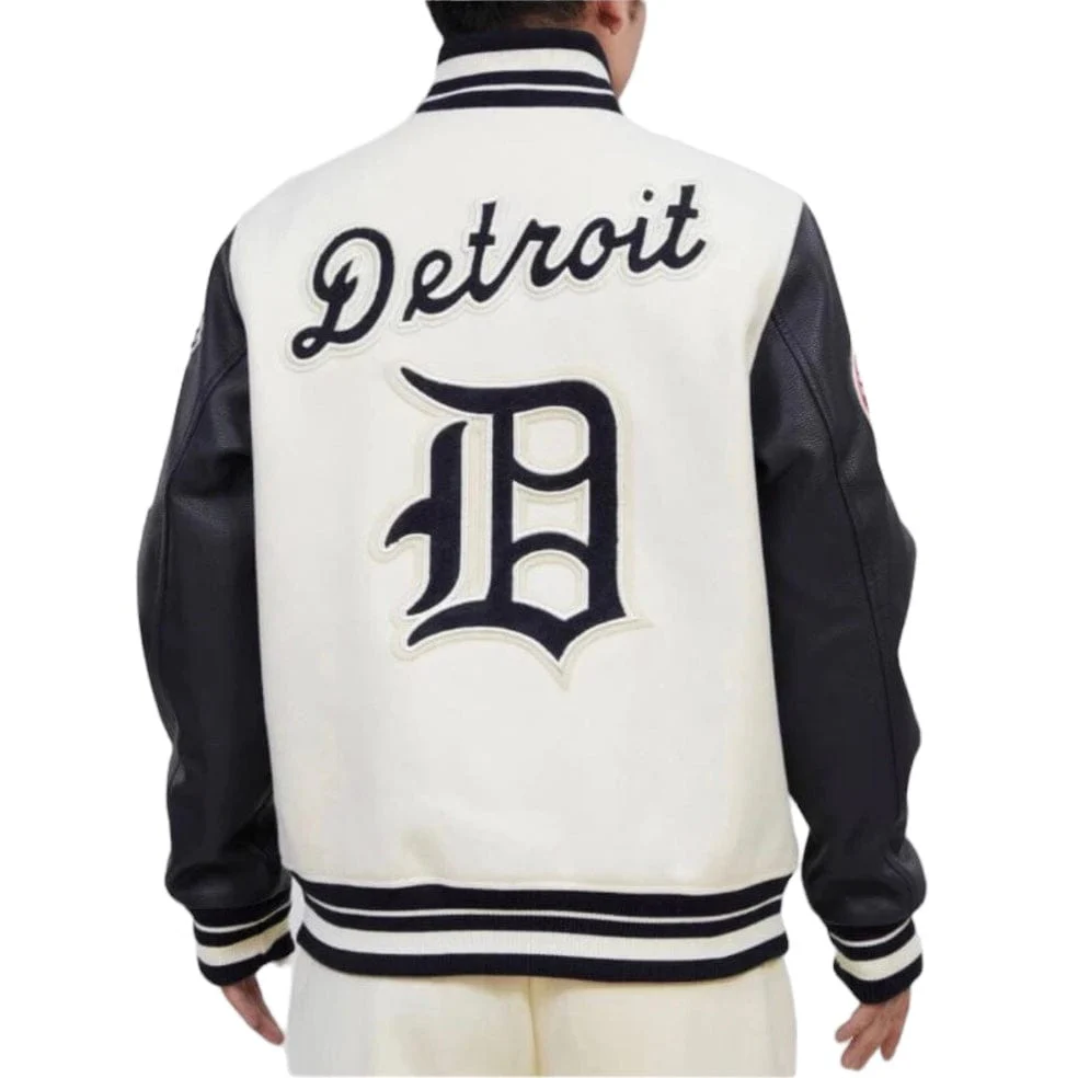 Pro Standard Detroit Tigers Retro Classic Varsity Jacket (Eggshell/Midnight) - Image 4