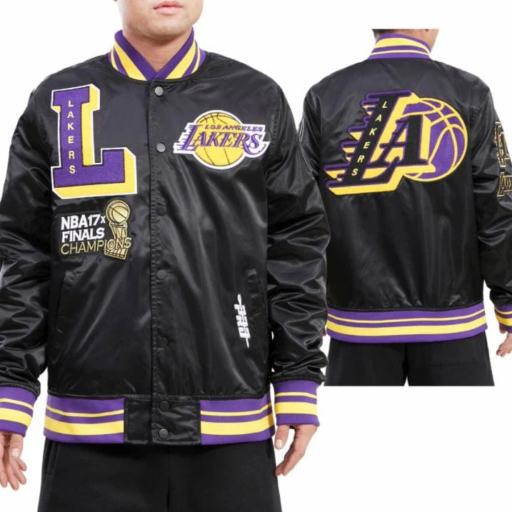 Pro Standard Los Angeles Lakers Mash Up Satin Jacket (Black) BLL654292 - Image 5