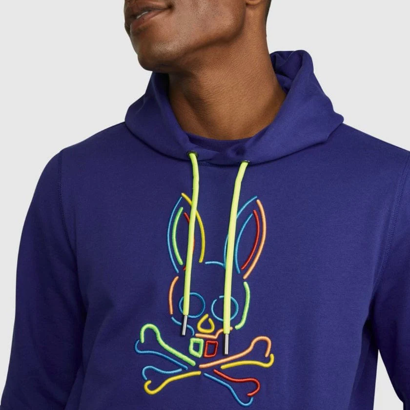 Psycho Bunny Barbon Neon Glow Hoodie (Bold Blue) B6H120Q1FT - Image 2