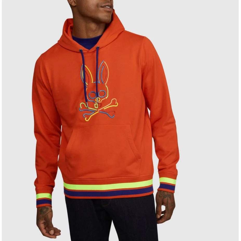 Psycho Bunny Barbon Neon Glow Hoodie (Bonfire) B6H120Q1FT