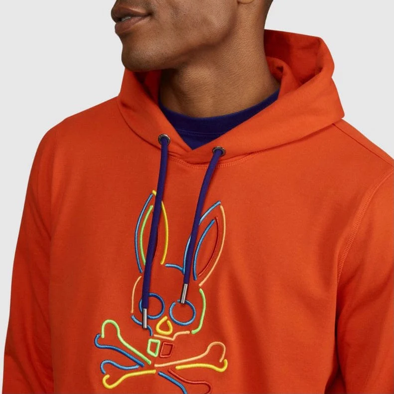 Psycho Bunny Barbon Neon Glow Hoodie (Bonfire) B6H120Q1FT - Image 2