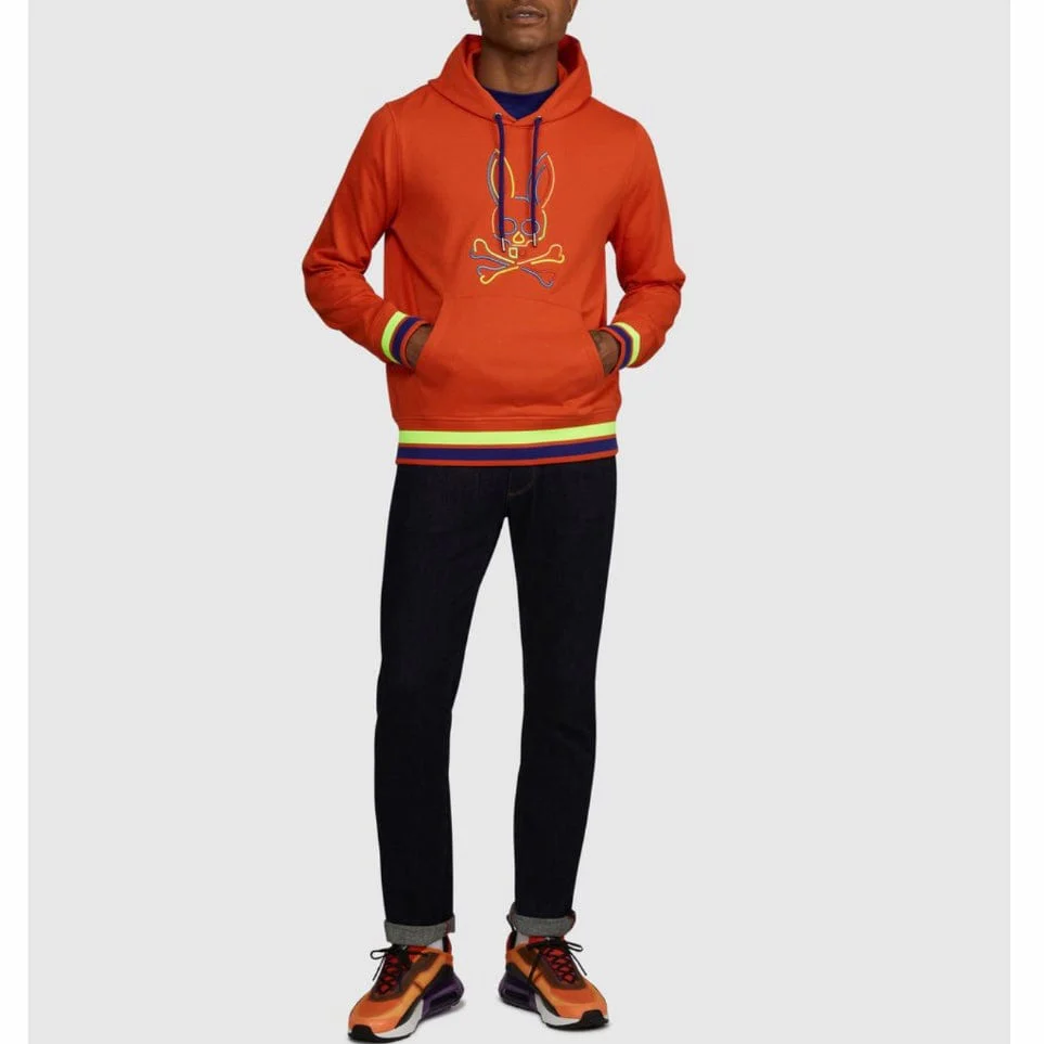Psycho Bunny Barbon Neon Glow Hoodie (Bonfire) B6H120Q1FT - Image 4