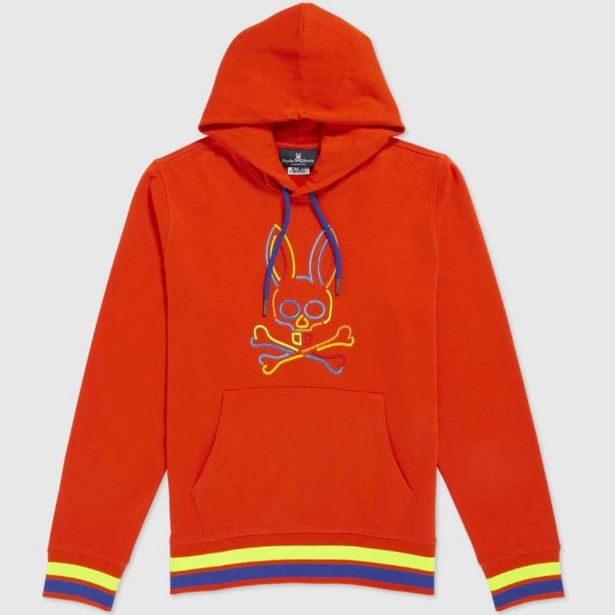 Psycho Bunny Barbon Neon Glow Hoodie (Bonfire) B6H120Q1FT - Image 5